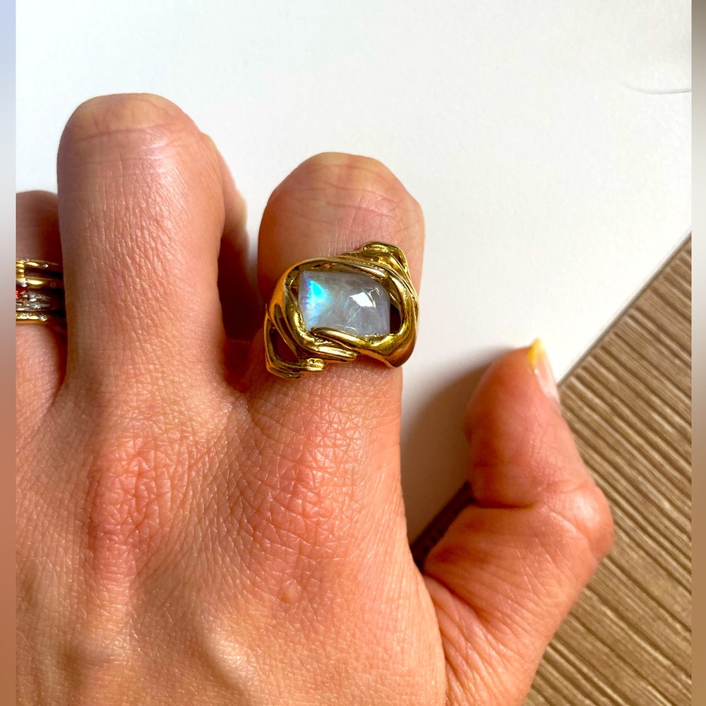 Angela Monaco Moonstone connection ring - gold vermeil